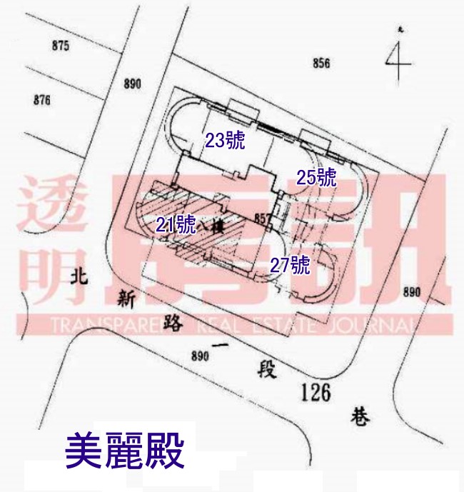 新店區北新路一段126巷23號21樓 房屋棟別圖圖片